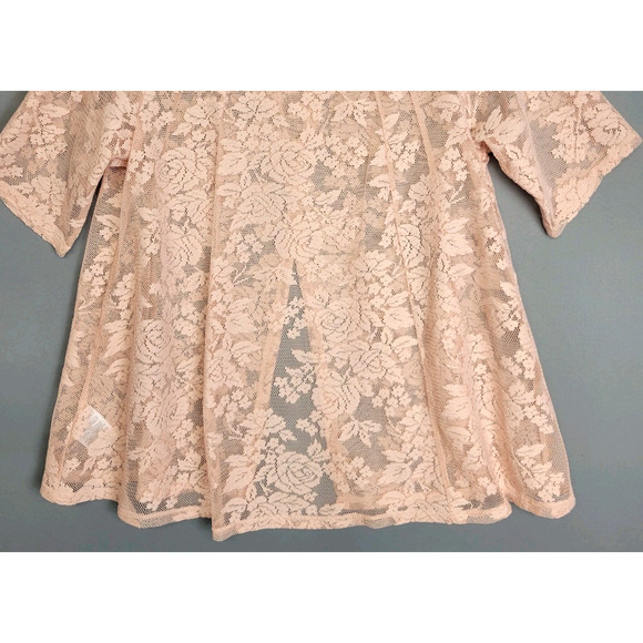 BCBGeneration Lace Top Womens Small Rose Smoke Pink Vented Back Short Sleeves - Picture 4 of 14